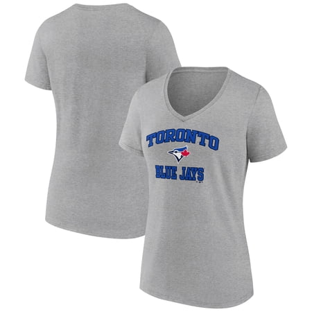 Women s Gray Toronto Blue Jays Heart and Soul V-Neck T-Shirt