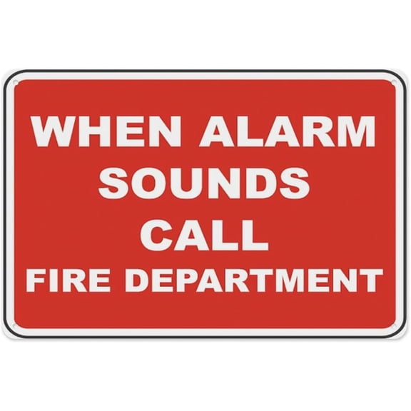 Alarm Sounds Call Fire Department Sign 8"x12" - Aluminum Tin Warning for Home Outdoor Garden, Durable Emergency Decor for Building