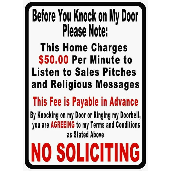 Before You Knock On My Door Sign No Soliciting Metal Sign 8 x 12 inch