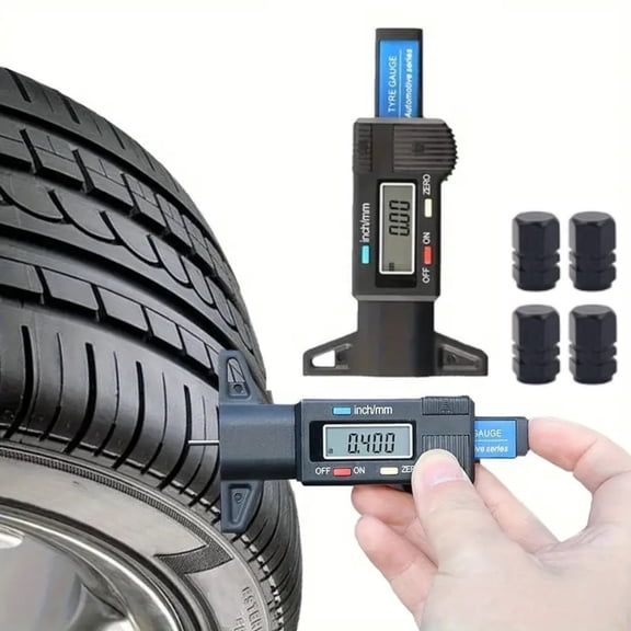 Auto Tire Tread Depth Gauge - Digital Measurement Tool for Safety, Brake Pads & Vehicle Inspection for Car, Truck & Motorcycle Tires