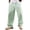 Green, variant on Dolkfu Summer Mens Pants Striped Cotton Linen Sweatpants Drawstring Loose Straight Leg Mens Trousers L