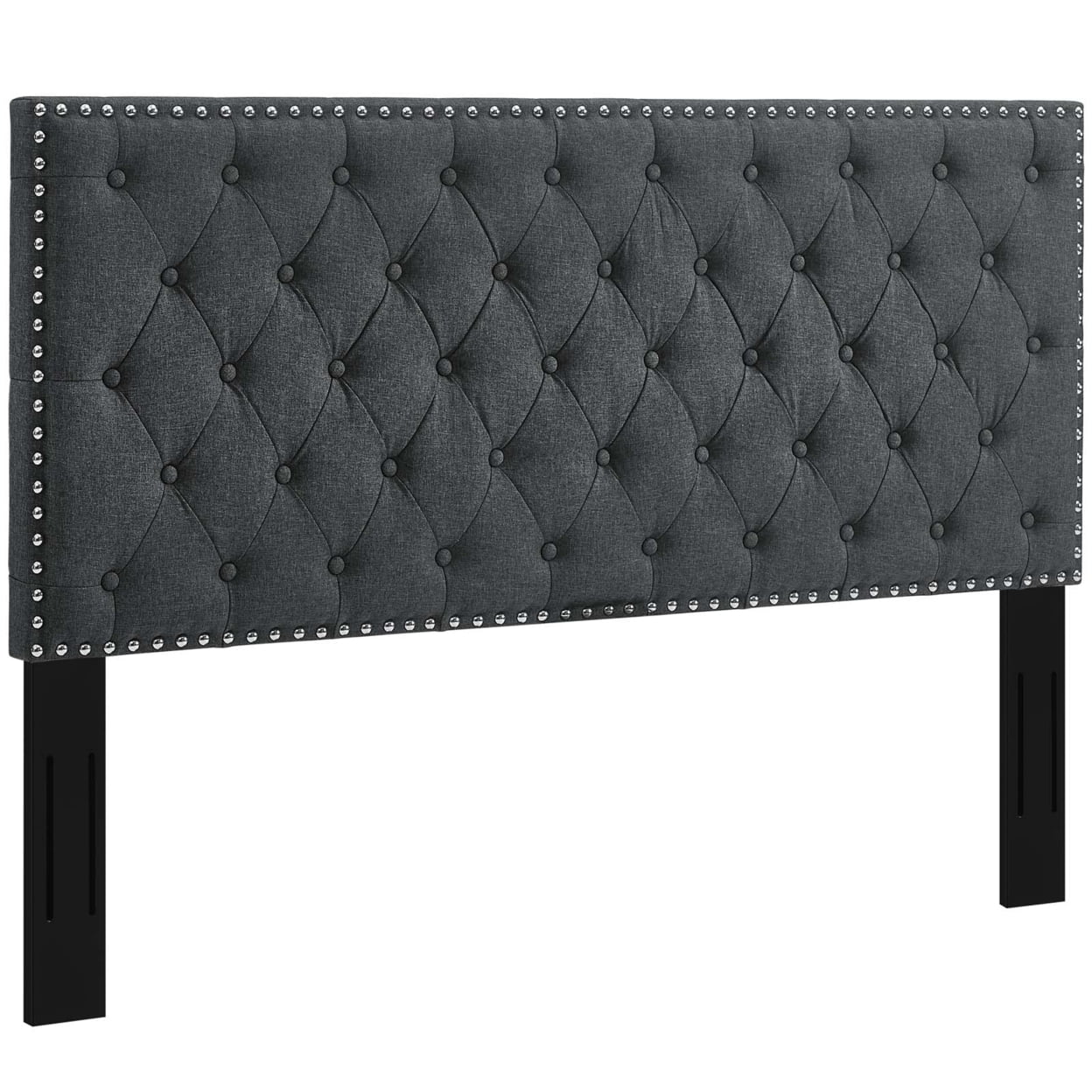Modway Helena Tufted Full/Queen Upholstered Linen Fabric Headboard in Gray