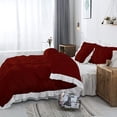 thumbnail image 3 of 3 Piece Pinch Ruffle Duvet Cover Set, Extra Soft, Luxury,100% Egyptian Cotton, Zipper Closure and Quilts Cover Set, Cool and Breatheable Bedding Sets Burgundy and White Solid,King Size., 3 of 4