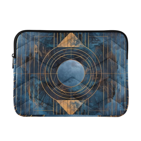JIALIOU Laptop Sleeve Case with Zipper 13-13.3/15-16 Inch Compatible with MacBook HP Lenovo Dell ASUS Acer, Abstract Moon Blue Geometric