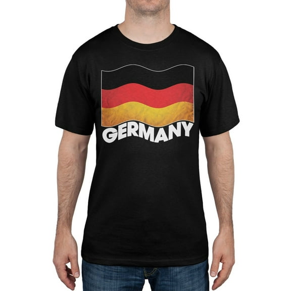 World Cup Germany German Waving Flag Black T-Shirt - X-Large