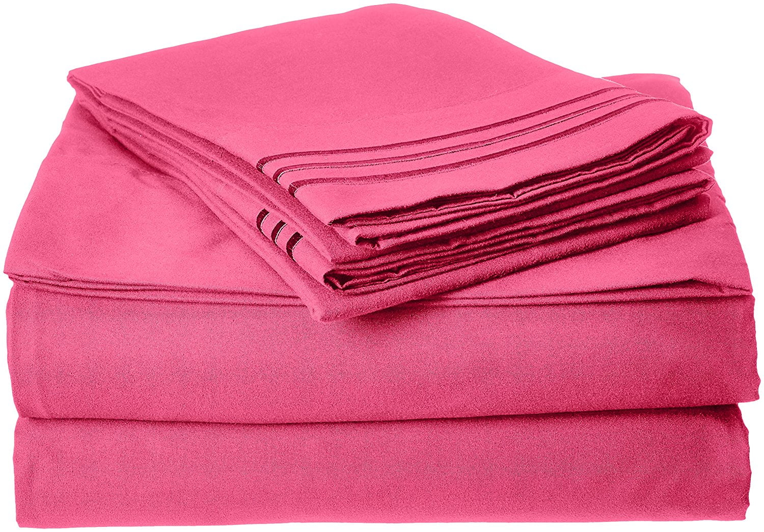 Elegant Comfort, 4 Piece, Bed Sheets, Full, Pink, Solid Print, 0 Thread Count, Polyster