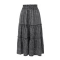 thumbnail image 2 of VISgogo Falda para Mujer, Floral/Punto/Estampado de Leopardo Volante Dobladillo Cintura Alta Falda Midi Femenina con Bolsillos Laterales VISgogo moda, 2 of 9