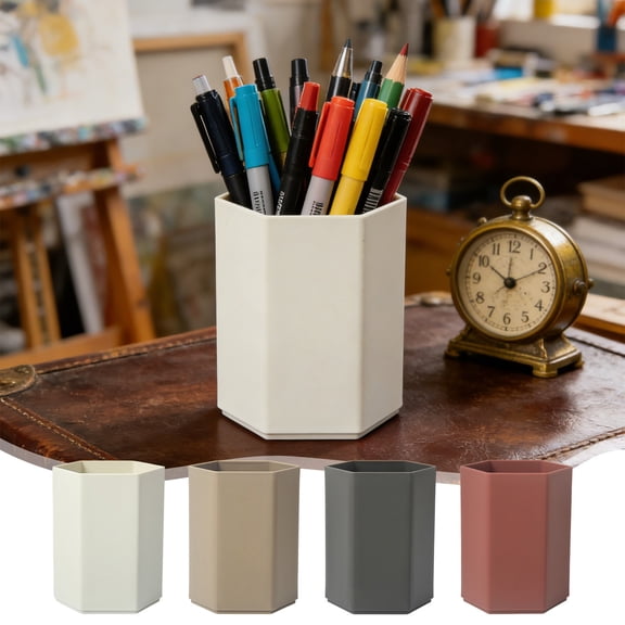 Plastic Pen Holder, Open-top Desktop Organizer for Office Supplies, Stationery Storage Box with Settled Base & Sleek Design, Topliu