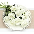 thumbnail image 5 of Zukuco 10PCS Artificial Flowers Realistic Roses Bouquet with Long Stem for Home Wedding Decoration Party-White, 5 of 6