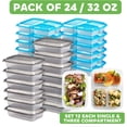 thumbnail image 3 of Food Storage Containers with Lids, 24 Pack, 32 oz, 12 Single and 12 3-Compartment Meal Prep Containers, BPA Free, Microwave Freezer Dishwasher Safe, 3 of 8