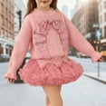 thumbnail image 2 of MAIHAN Girls Sweater and Puffy Skirt Set,2 Piece Outfits Knitted Cardigan Sweater Ruffle Sequins Mini Skirt Set,Warm Soft Fall Winter Dress for Toddlers & Kids Carnival Mini skirt(Pink,6-7 Years), 2 of 9