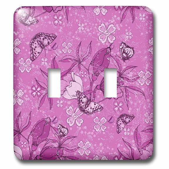 3dRose, Pretty Pink Flowers and Butterflies, double toggle switch