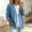 #Sky Blue, variant on Women's V Neck Button Long Sleeve Washed Denim Cardigan Jacket with Side Pockets,Black,Women's Plus Size L