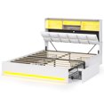 thumbnail image 7 of AOGLLATI Queen Size 4 Drawers Upholstered Bookcase Storage Bed with Charging Station and RGB LED Lights, White Queen Platform Bed Frame,No Box Spring Needed, 7 of 7