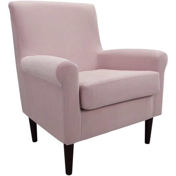 Pemberly Row Traditional 17.5"H Fabric Rolled Arm Lounge Chair in Pink