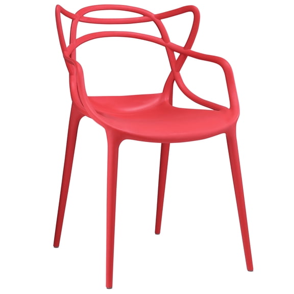Modern Contemporary Dining Armchair, Red Plastic