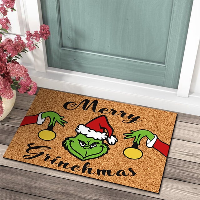 Christmas Grinch Rugs & Doormats Christmas Door Mat Outdoor Welcome Mat For Front Door, Entryway Christmas Carpet, 23.7X 15.9 Inch Funny Door Mats , Anti-Slip Rug Decorations For Home