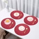 thumbnail image 4 of Mesa de comedor redonda, manteles individuales de terciopelo y piel sintética de doble cara, plegables, para hoteles, hogares, estilo occidental, manteles individuales para platos, piel, 4 of 6