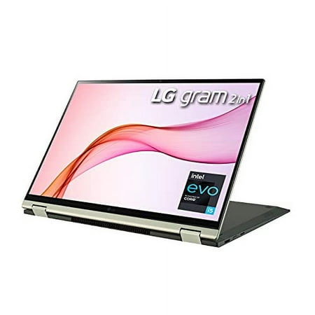 LG Gram 16T90P 16" WQXGA (2560 x 1600) 2-in-1 Lightweight Touch Display Laptop, Intel Evo 11th Gen Core i7 , 16GB RAM, 512GB SSD, 21 Hour Battery, Alexa Built-in, 2X USB-C, HDMI, USB- Green
