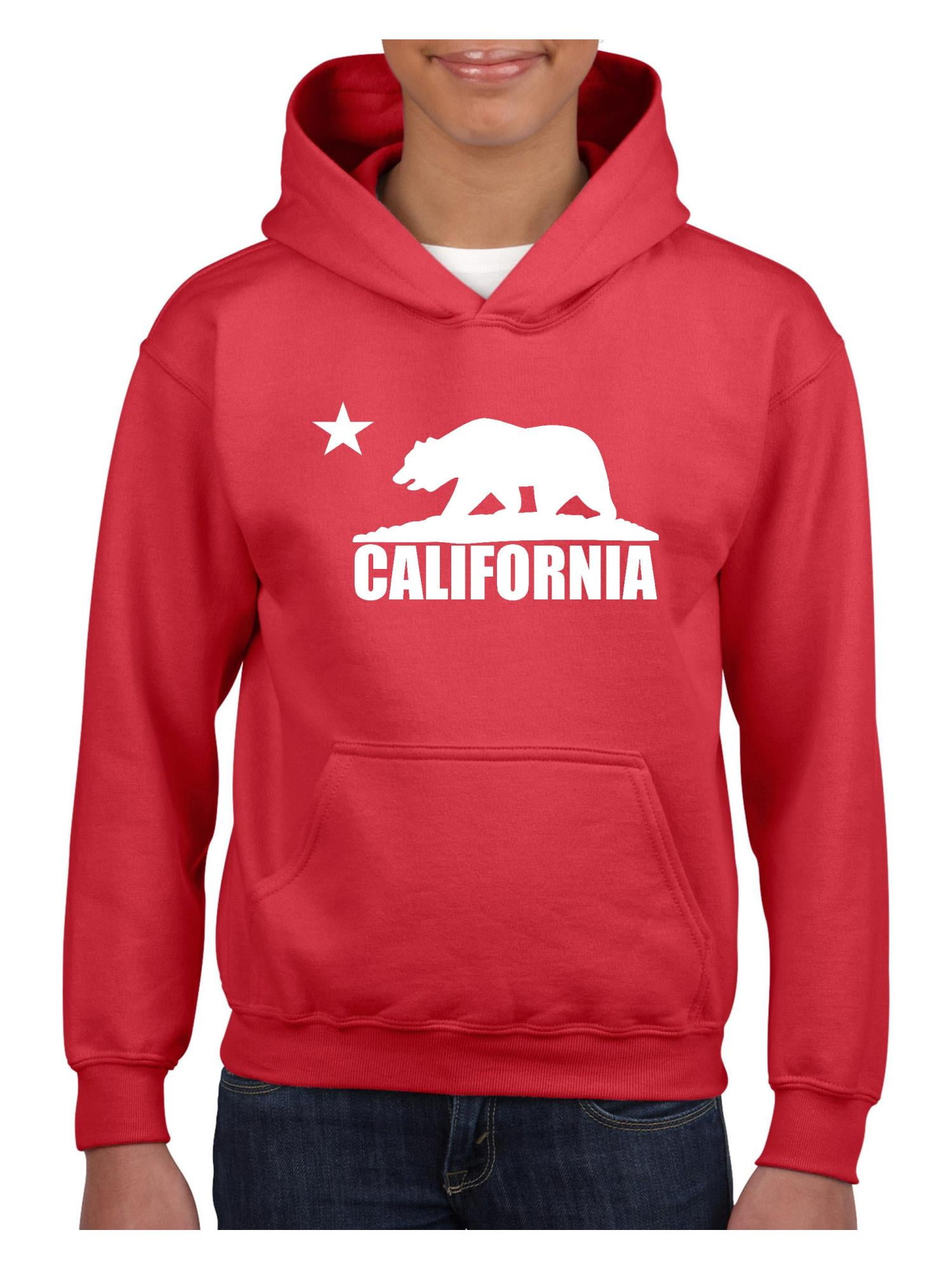 New Youth White Cali Kids Red Hoodie California Republic Life Bear Pride Home