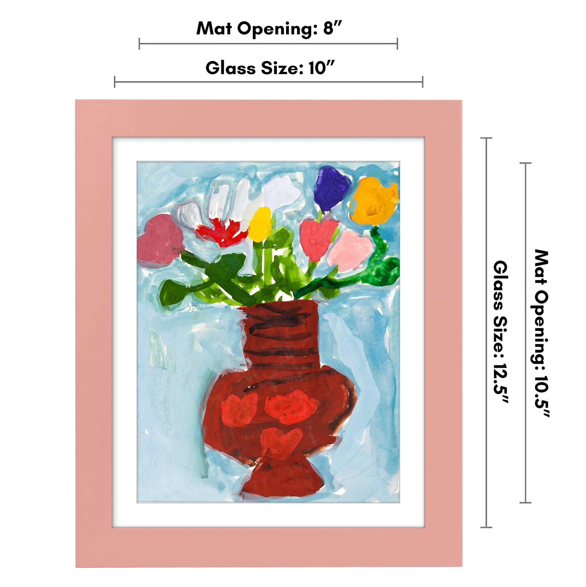 Americanflat 10x12.5 Kids Art Frame with 8.5x11 Mat Holds 100 Art Pieces Peachy Magnetic Letter Size Display - Pink