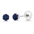 thumbnail image 5 of Gem Stone King Platinum Blue Sapphire Stud Earrings for Women Men (0.70 Cttw, Gemstone September Birthstone, Round 4MM), 5 of 6