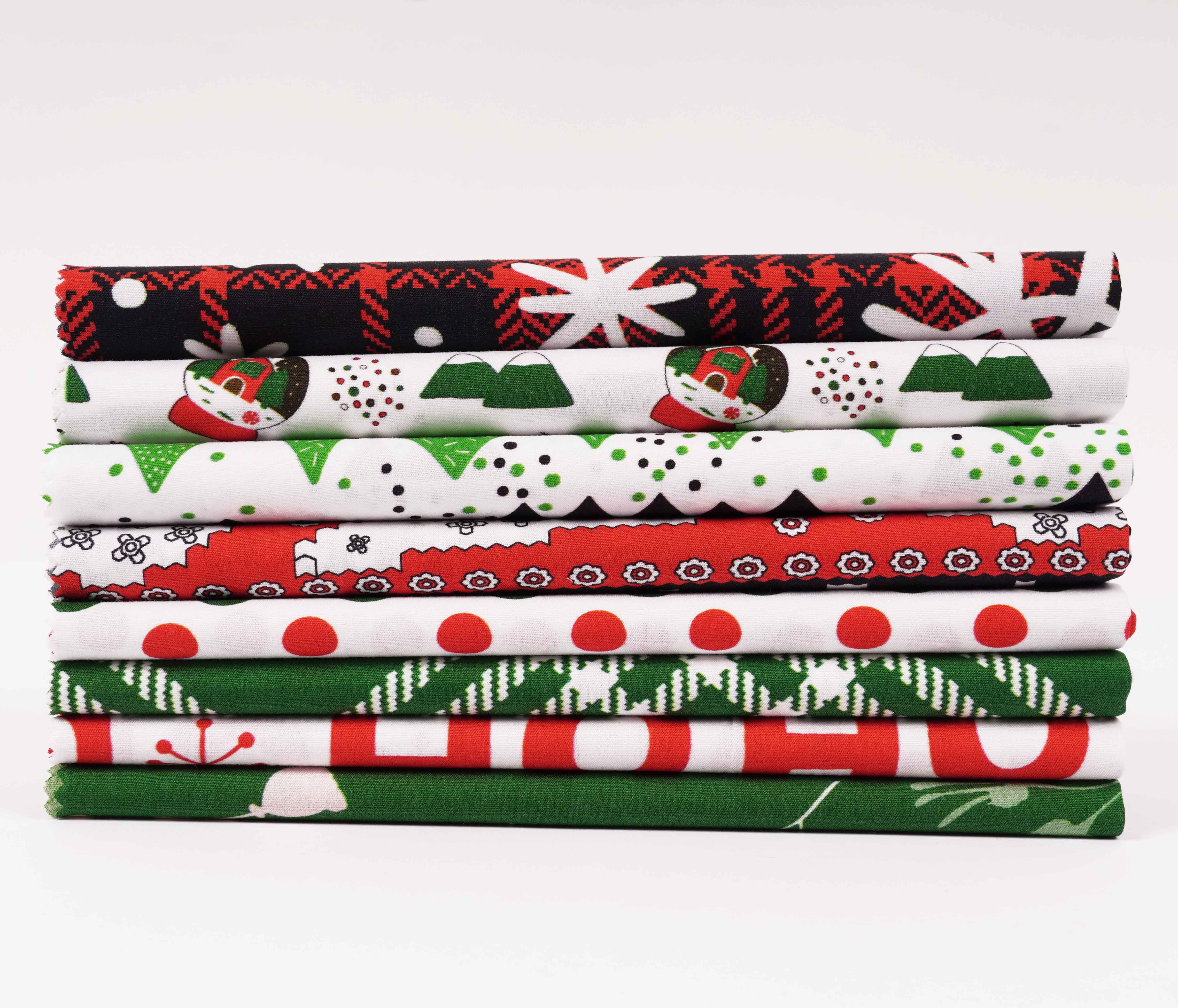 Soimoi 8 Pc Fat Quarter Bundle,ChristmasPrint 18"x 22"DIY Patchwork-100% CottonPre-Cut Quilting Fabric Red & Green
