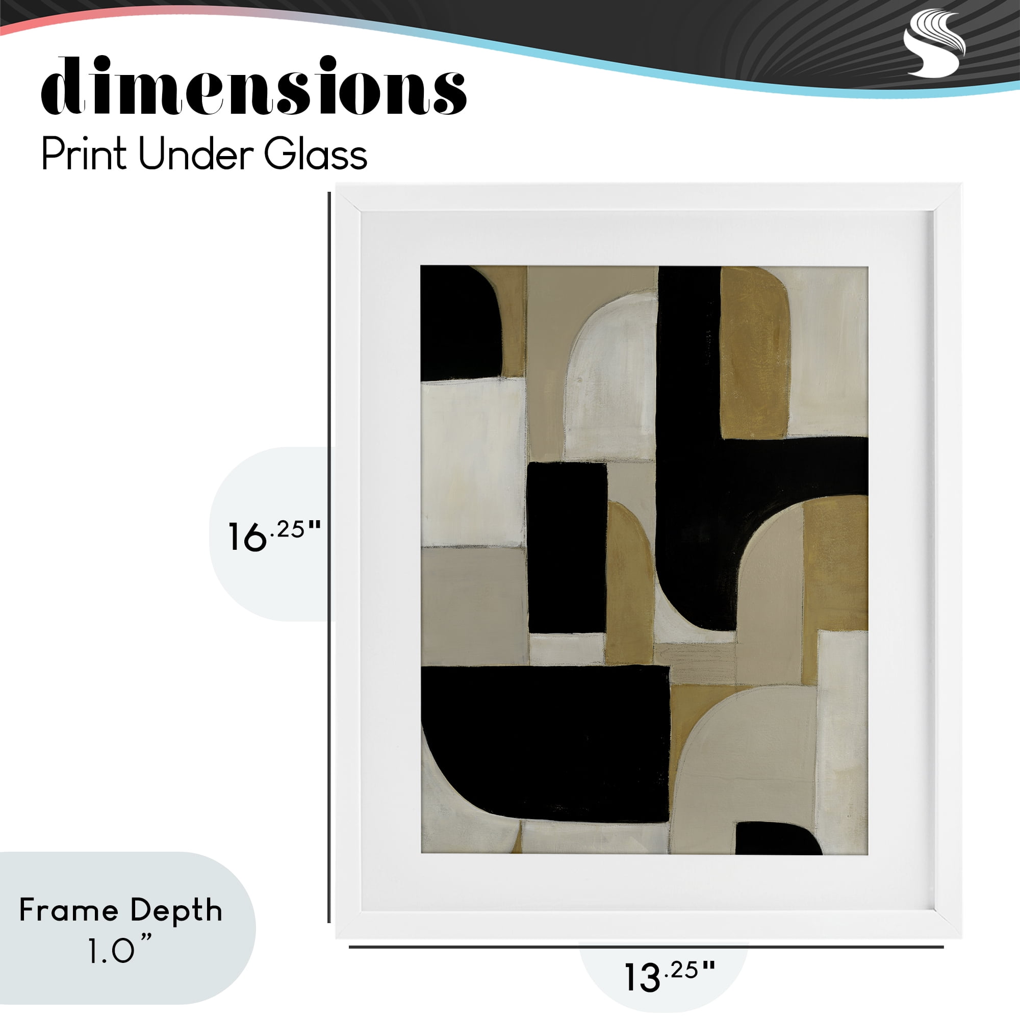 Stupell Industries Black & Neutral Shapes White Framed Print Under Glass, design by Kippi Leonard