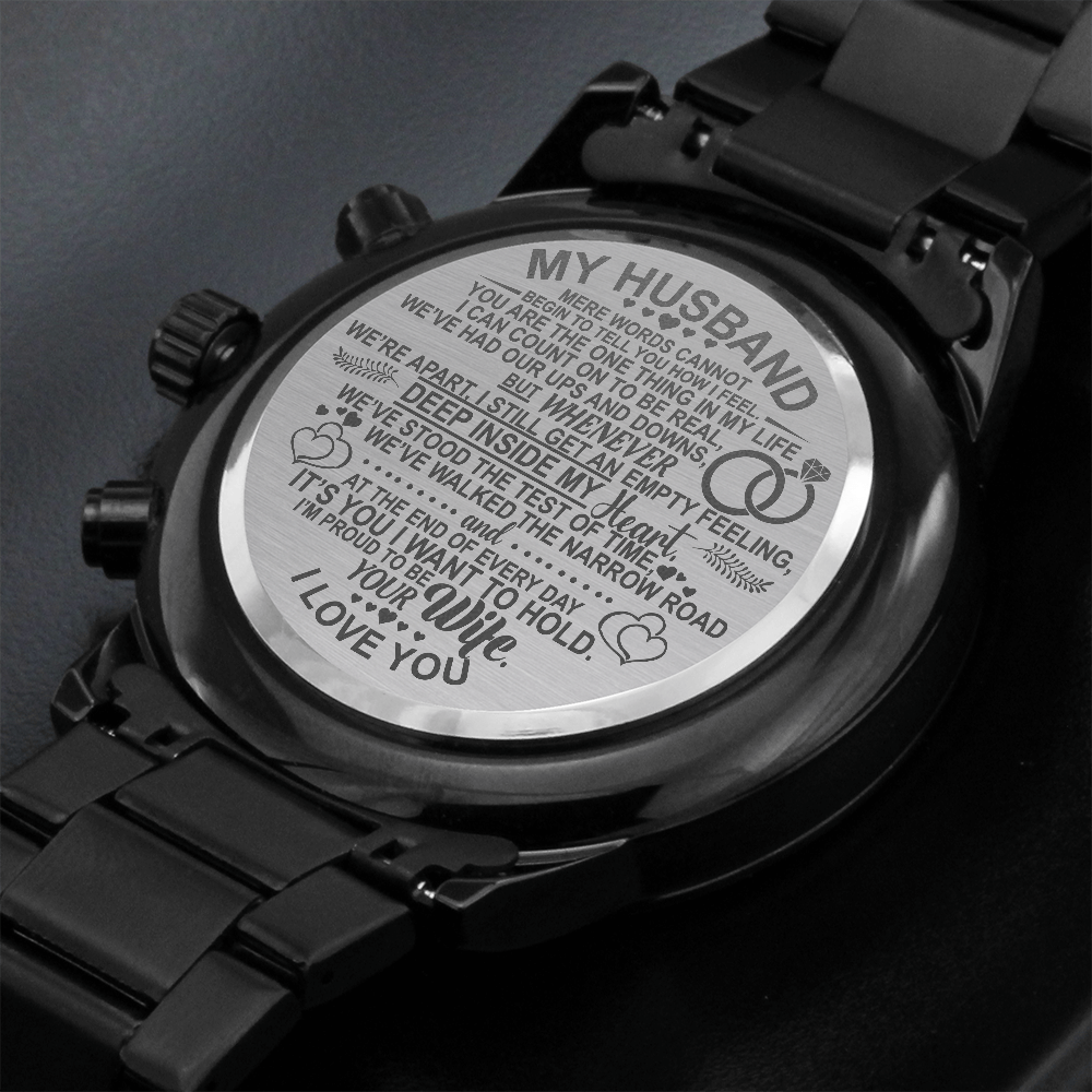 To My Husband from Wife, Engraved Watch