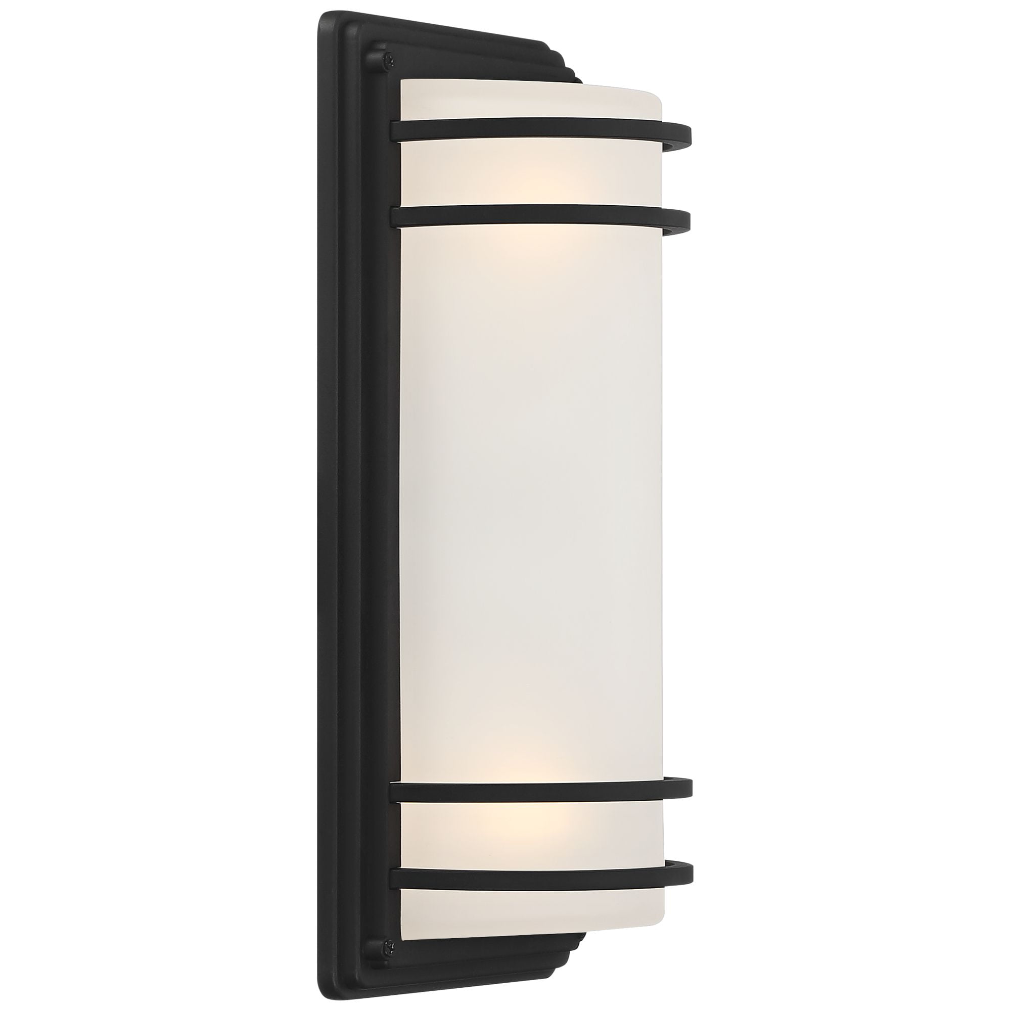 John Timberland Habitat 16" High Modern Outdoor Wall Sconce Light Fixture Mount Porch House Weatherproof Black Frosted Glass Shade