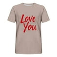 thumbnail image 3 of Jinhomg Holiday Tees for Men Simple Cute Valentine's Day Heart Print T-Shirts Big and Tall Comfy Short Sleeve Crew Neck Tops Male Holiday Gifts Winter Saving Khaki XXXXL, 3 of 4
