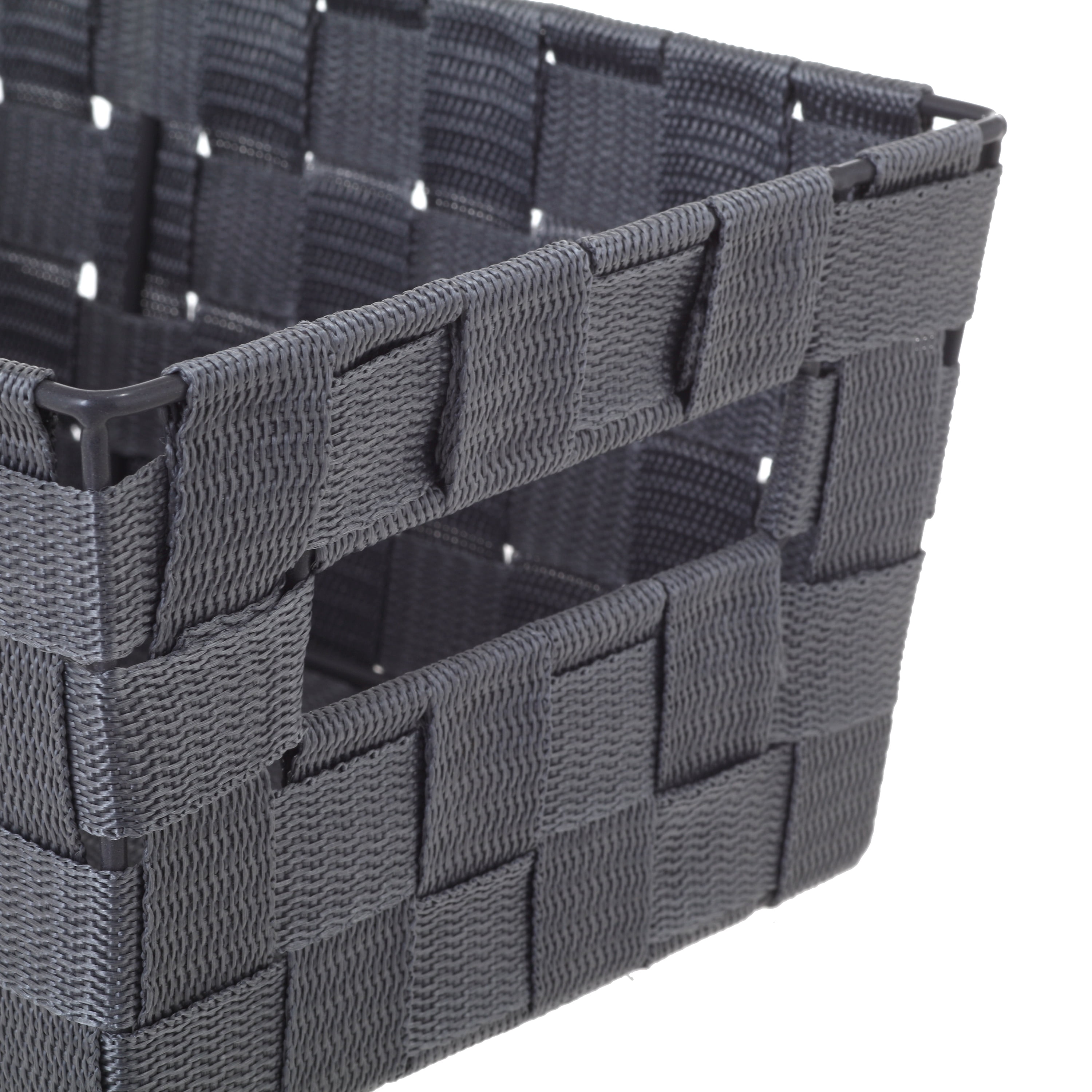 Mainstays Small Grey Woven Nylon Storage Basket Set with Handles, 2 Piece