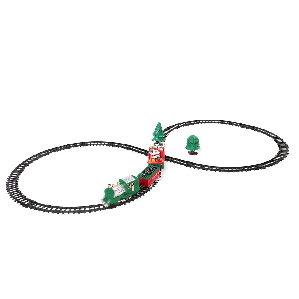Blue Block Factory Deluxe Chrismtas Train Set Battery Powered Railway Building Play Set with Santa Clause and Snowman