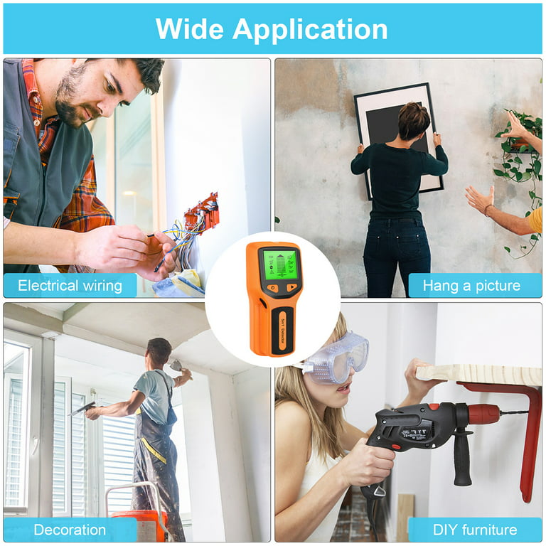 Mecurate Stud Finder Wall Scanner Sensor - 5 in 1 Electronic Stud with LCD  Display & Audio Alarm for Wood AC Live Wire Metal Studs Detection Joist