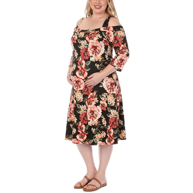 White Mark Robe de Maternité à Épaules Dénudées à Imprimé Floral (Femmes)