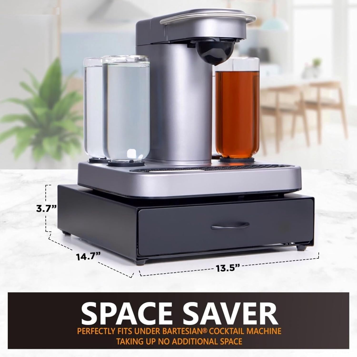 Ksestor Bartesian Capsules Storage Organizer, Metal Drawer Holds 40 Cocktail Mixers for Home Bar