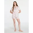 thumbnail image 3 of Joyspun Women’s Bridal Satin Short Sleeve Top and Shorts Pajama Set, Sizes XS-3X, 3 of 7