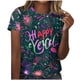 thumbnail image 1 of Camisetas Casuales de Mujer Año Nuevo Impreso Suéter de Manga Corta Cuello Redondo, Top de Moda para el Uso Diario, 1 of 4