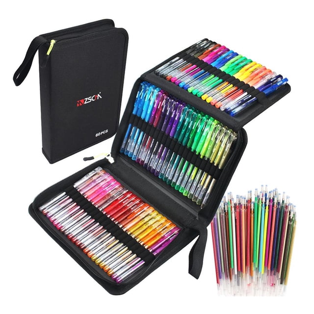Bolígrafos con de 121 piezas para libro de colorear para adultos, bolígrafo más 60 para libros de colorear para SM SunniMix Rotuladores de gel con purpurina.