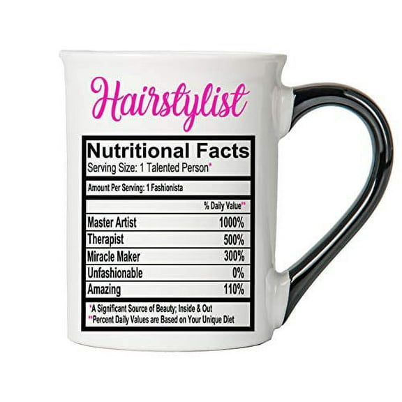 Cottage Creek 16 oz Hairstylist Coffee Mug, White Ceramic Cup with Letter Print