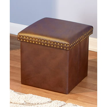 Homepop Square Tufted Storage Ottoman, Homepop Faux Leather Square Storage Ottoman Coffee Table With Wood Legs Brown