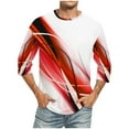 thumbnail image 1 of PEZHADA T-Shirts pour Hommes Imprimés Col Rond Manches Trois-Quarts Pull T-Shirt Imprimé Blouse Tops, 1 of 1