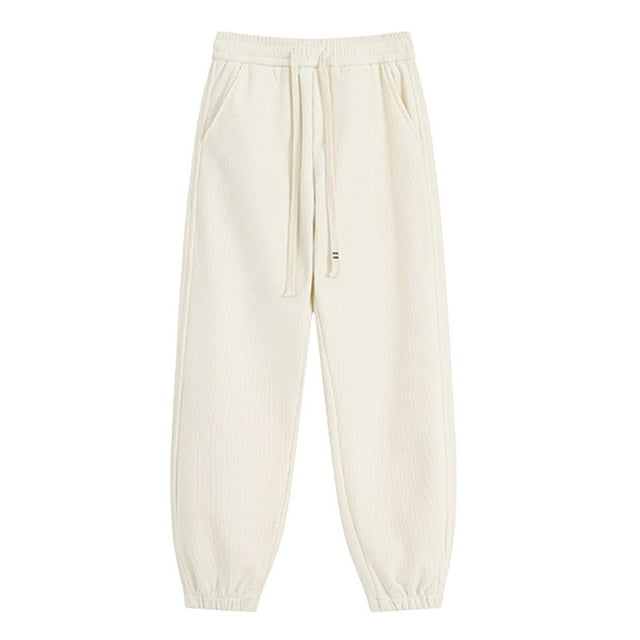 Men's New Casual Trend Solid Color Corduroy Drawstring Pants Large Size Pants