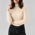 thumbnail image 2 of PBFRDSJ Women's Turtleneck Ribbed Knit Top Long Sleeve Slim Fit Pullover Sweaters Soft Warm Cozy Basic Stretchy Tops Free Sizes, 2 of 9
