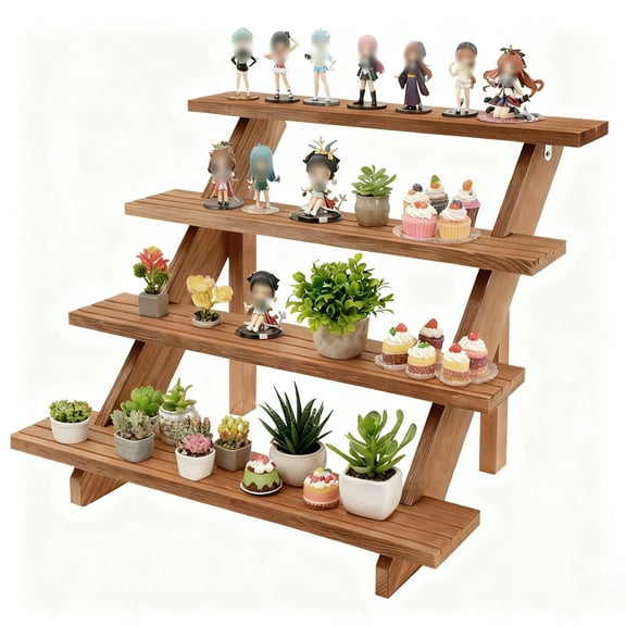 Wooden Cupcake Stand - 4 Tier Cupcake Display Stand, Rustic Tiered Display Stand, Tool Free Installation Cupcake Stand for Baby Shower Decorations Birthday Party Supplies