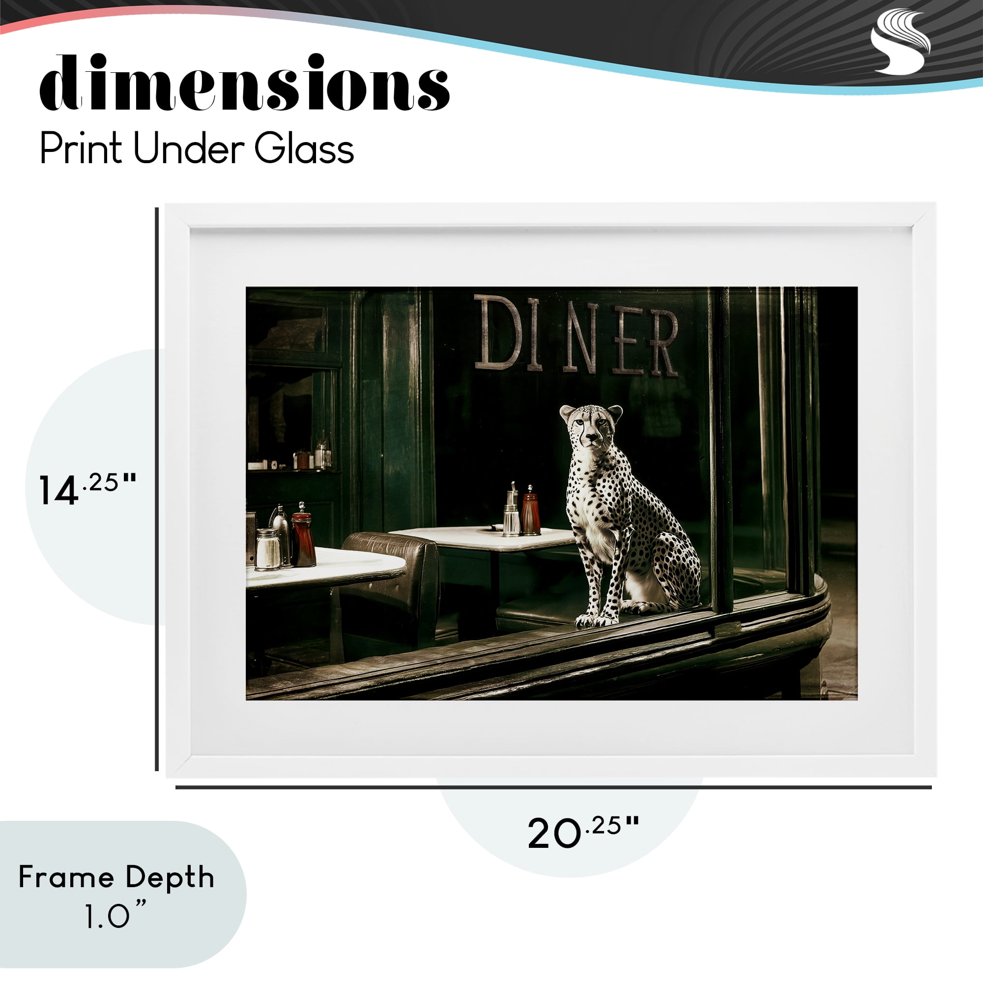 Stupell Industries Diner Sentry Leopard White Framed Print Under Glass, design by Annabelle Hall