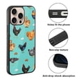 thumbnail image 2 of WIRESTER Shockproof Soft Rubber Cover Case for Apple iPhone 16 Pro Max 6.9" 2024, Barnyard Chicken Roosters Teal Background, 2 of 5