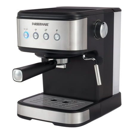 Farberware 20-Bar Espresso Maker, 1.5-Liter, Silver and Black, With Removable Water Tank, New Condition