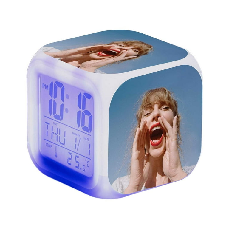Valentine's Day Gifts,Taylor Swift Ornament,Taylor Swift Gifts,Taylor Swift  Ornaments,Changing Clock Student Square Clock Alarm Clock Night Light Gift  Hot Mute Bedside Clock Led,Taylor Swift Merch 