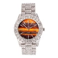 thumbnail image 2 of Mens Silver Big Rocks with Roman Numerals Fully Iced Out Colorful Dial Watch w/Bling'ed Out Cuban Shiny Silver Bracelet - ST10327 RN Cuban (ST10236 Tiger Eye SLV), 2 of 6